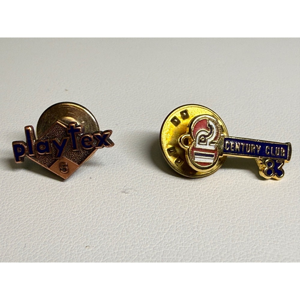 Playtex 5 Year Service Pin & Century Club Key 1983 Lot Vintage Employee Awards